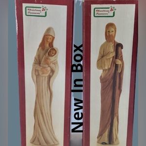 Mother Mary and Child, and Joseph New in Box, 2 Piece Vintage Set- 1993- 10 inch